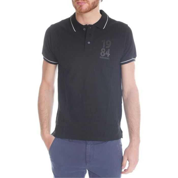 Polo - REDSKINS - Etienne Bridge - Noir - Manches courtes - 100% coton