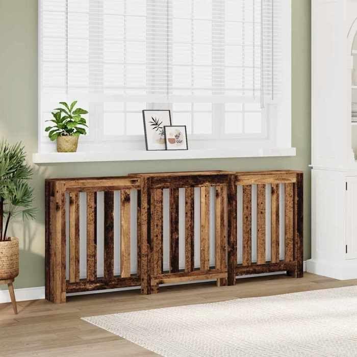 VidaXL Cache-radiateur vieux bois 205x21,5x83,5 cm bois d'ingénierie, bouchon de radiateur, cache-radiateur haut, radiateur 852769