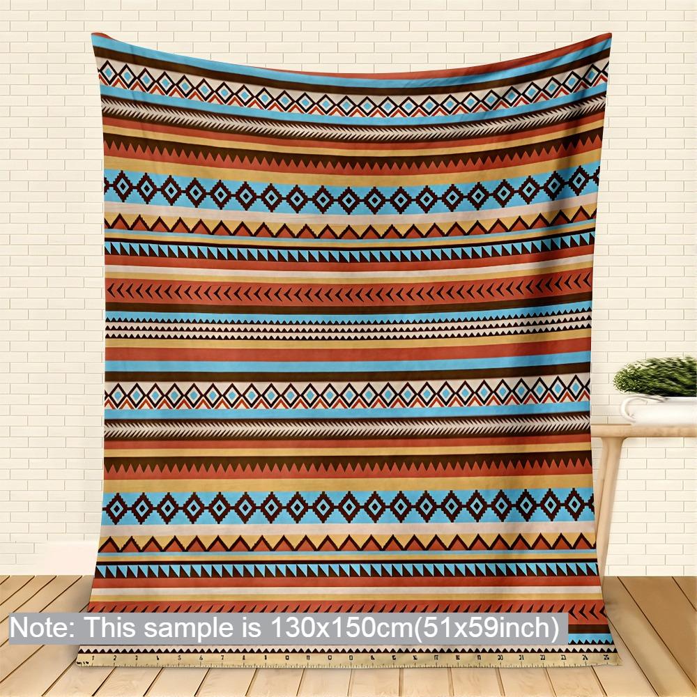 

1PC Throw Mandala Stripe arts Flannel Blanket for Couch Bed Sofa Warm blankets Perfect Festival Gifts for Bohemian style pattern 75cmx90cm