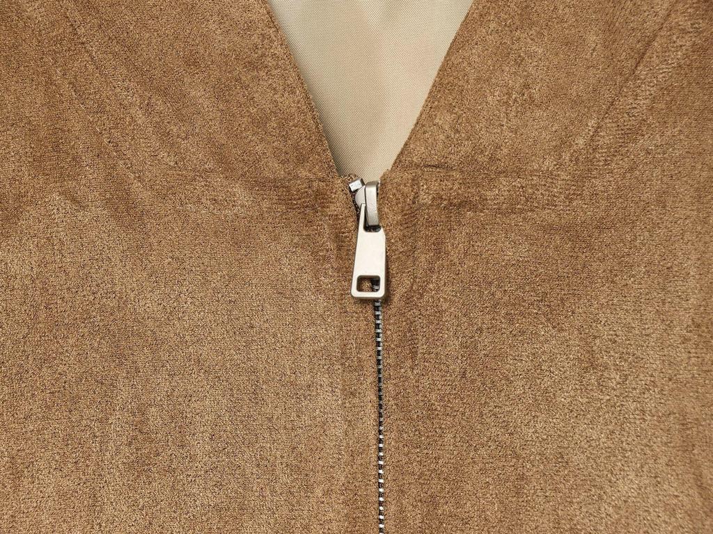 Fashionable Women's Casual Velvet Pilot Jacket - Brown, Comfortable European Style Outerwear