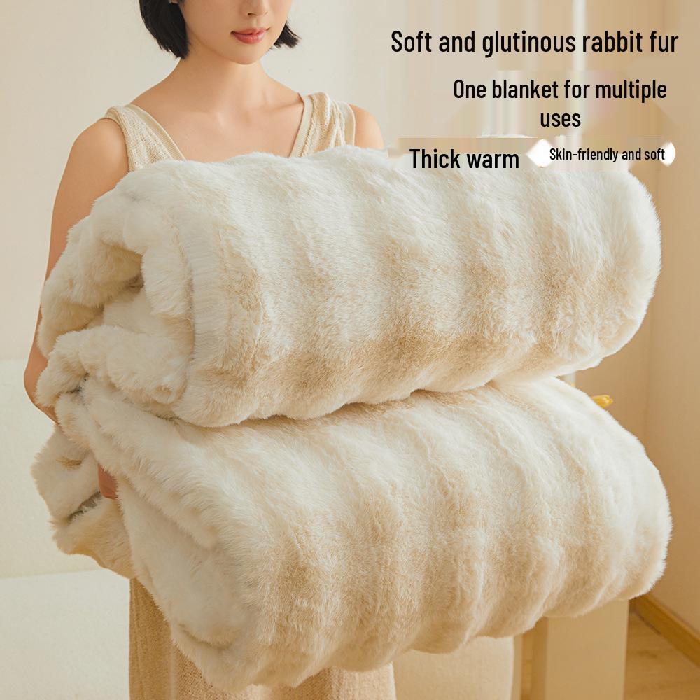 Tlustá zimní flanelová deka třídy A - Nap z králičí srsti a korálové rouno přehoz na postel