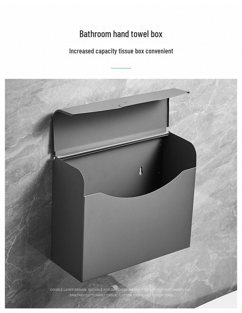 Punch-Free Space Aluminum Wall-Mounted Tissue Box Holder for Bathroom or Kitchen