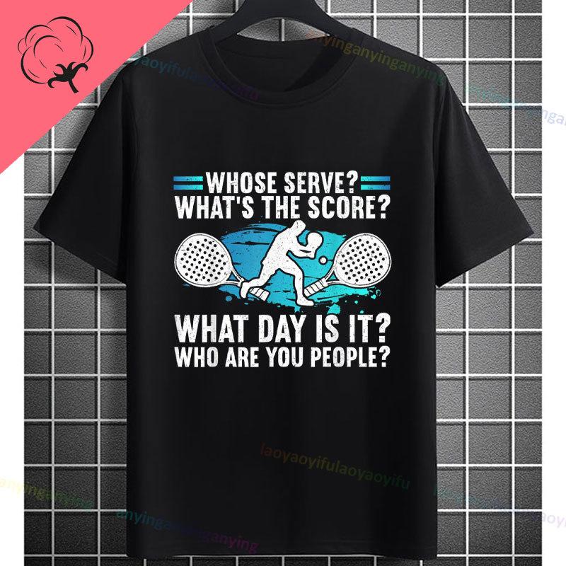 Unisex Funny Padel Tennis Graphic TShirt Black with White Padel Racket Ball Design Pure Cotton Casual Short Sleeve Tshirt