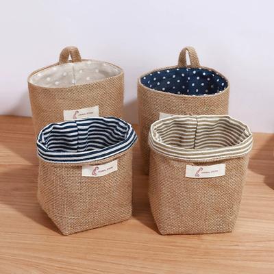 1 Stück Hängende Wand-Aufbewahrungstaschen Baumwoll-Leinen Aufbewahrungskorb Faltbarer Wand-Hängekorb Familien-Organizer-Box Dekorative Tasche