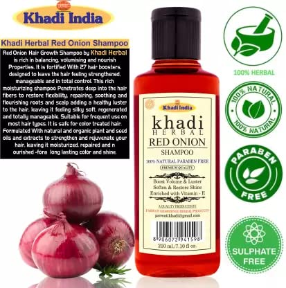 Herbigiri Herbal 100% Pure & Natural Red Onion Shampoo l For Hair Growth & Control Hair Losses 630Ml (Pack Of 3)