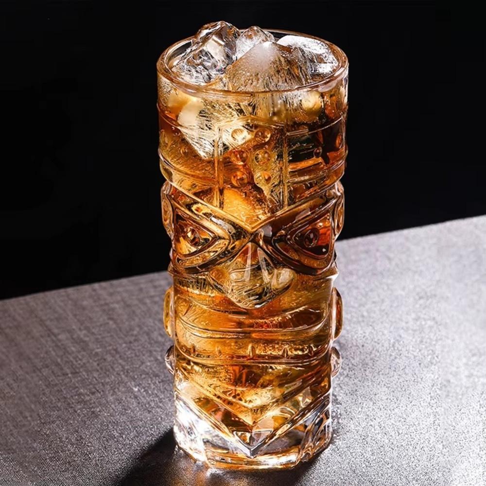 420ml Mask Glass Cup Transparent Tiki Glasses Funny Cup Juice Cup Bar