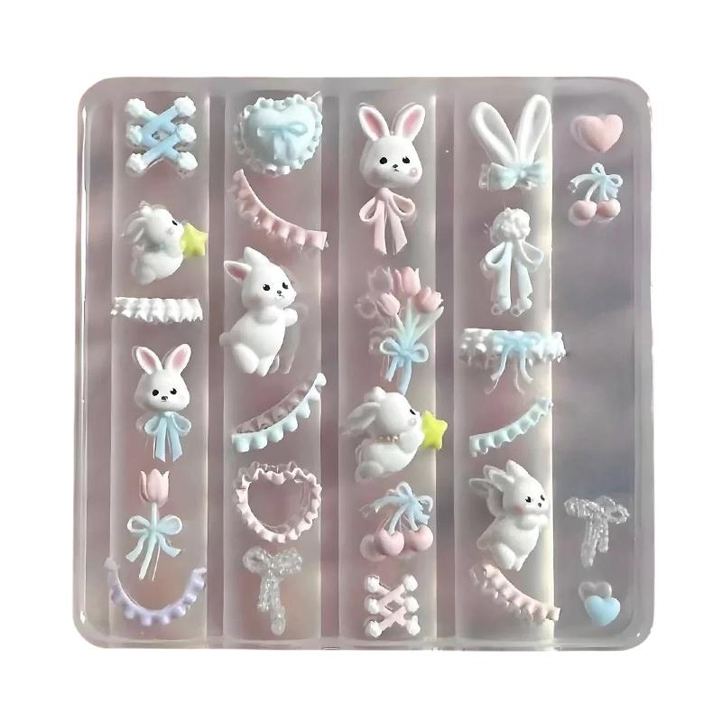 

3d Nail Diy Lace Bowknot Bunny Silicone Mold Art Decoration Nails Design Template For Nail Art Design