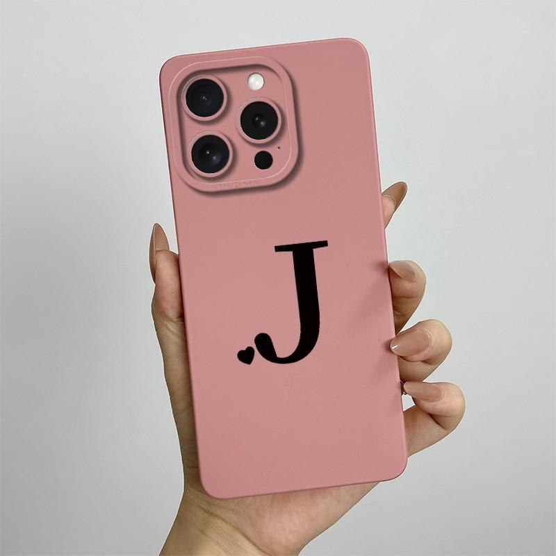 For iPhone 14 Pro Max Case iPhone 14 Plus Phone Case iPhone 14 Pro Cover Cute Couple Initial Letters Square Skin Matte Cover