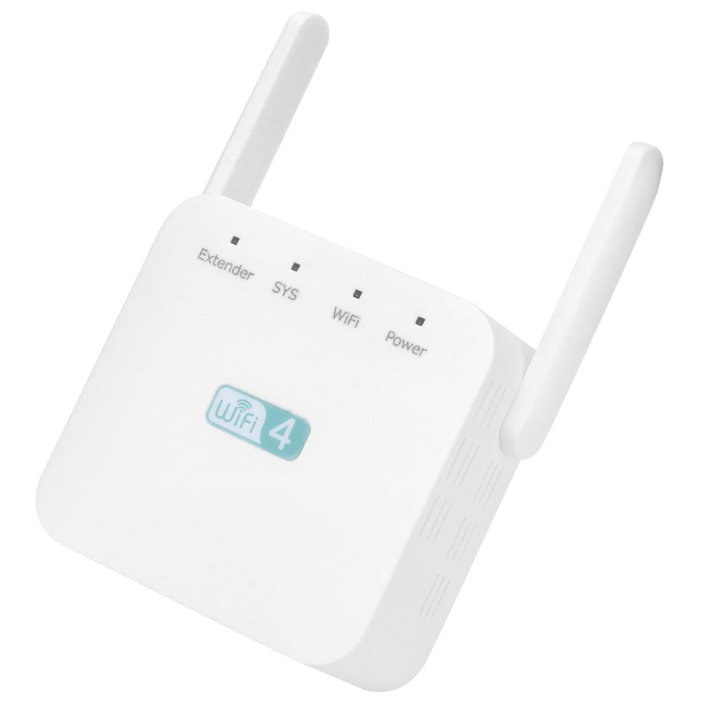 300M Repeater with Double Antenna Signal Amplifier Range Extender White 100?240VUS Plug