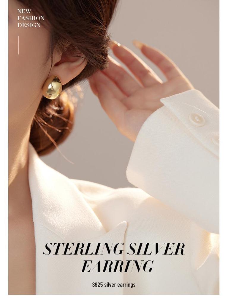 Banyan Tree S925 Silver Hollow Teardrop Earrings - Women's Smooth, Bold, High-end Fashion Statement