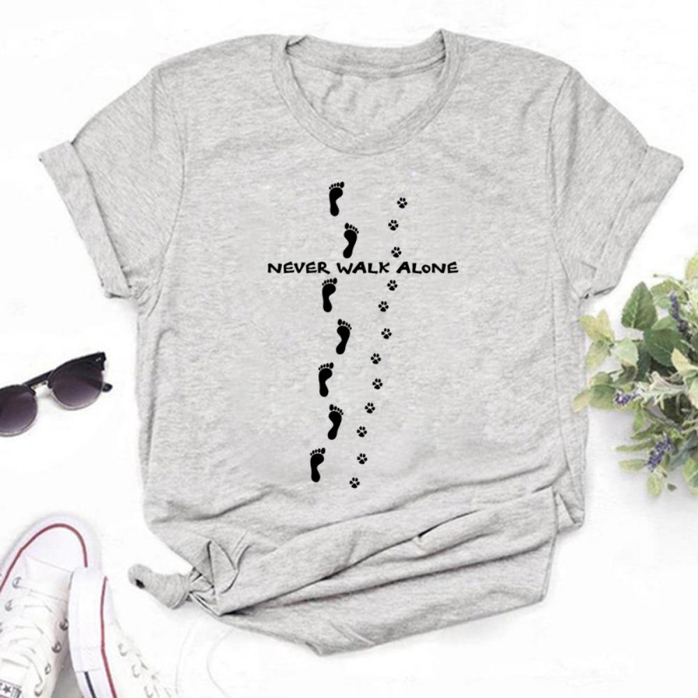 Maycaur T-shirt met hondenpootjesprint Grappig dames T-shirt Losse zomer T-shirts Harajuku Esthetische zwarte tops Casual dameskleding