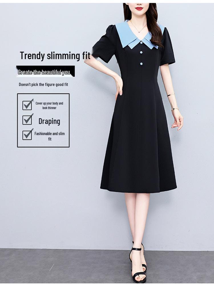 Casual Plus Size Color Block Patchwork Mid-Length Summer Dress - Slimming, Short Sleeve
