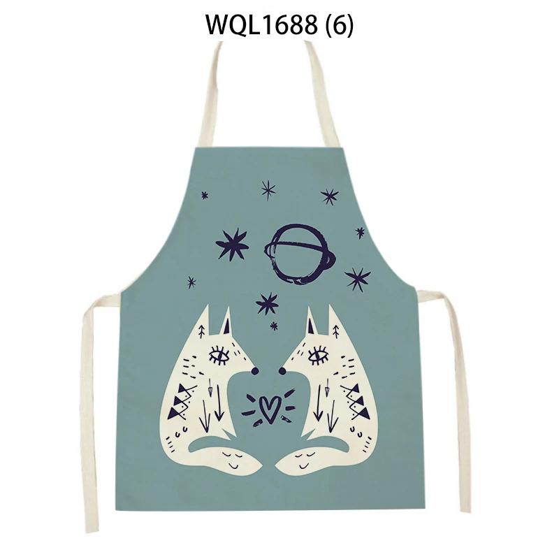 Süßes Fuchs-Muster Leinen Kochschürzen Frau Mann Reinigungs-Küchenschürzen Backzubehör Haushalts-Schürze Reinigungszubehör