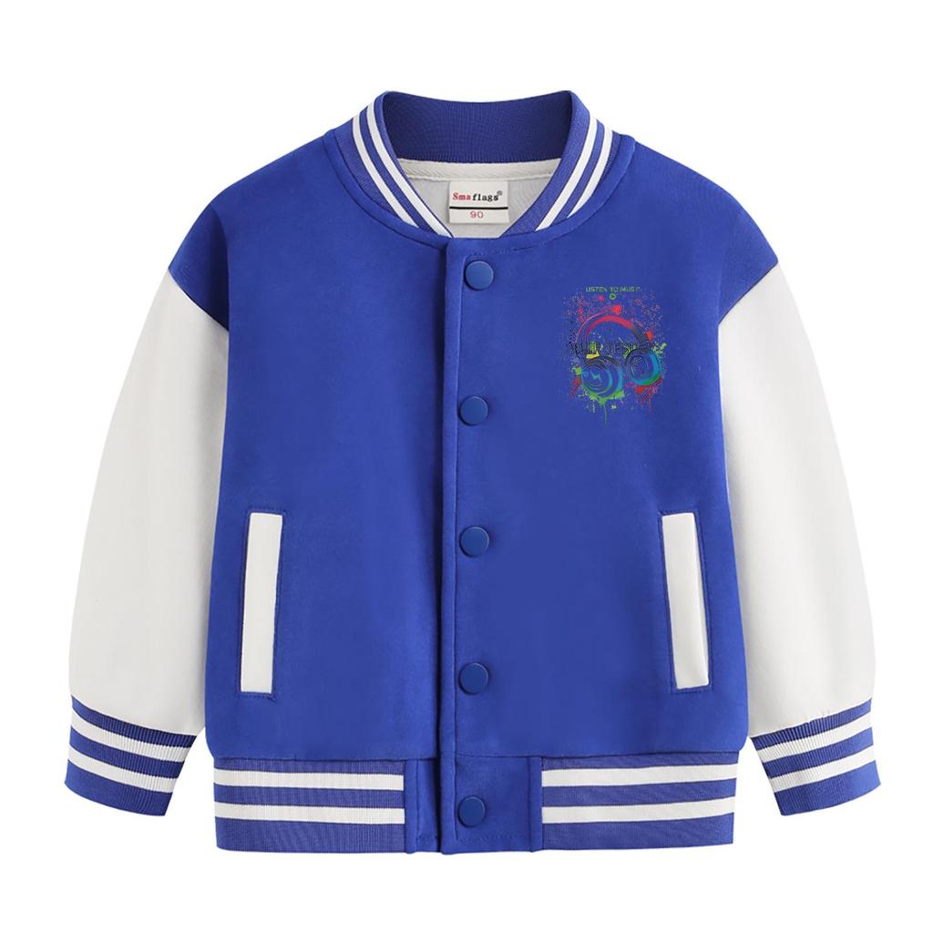 Boys' 2026 Autumn/Winter Fleece Baseball Jacket - Versatile Trendy Top for Big Kids