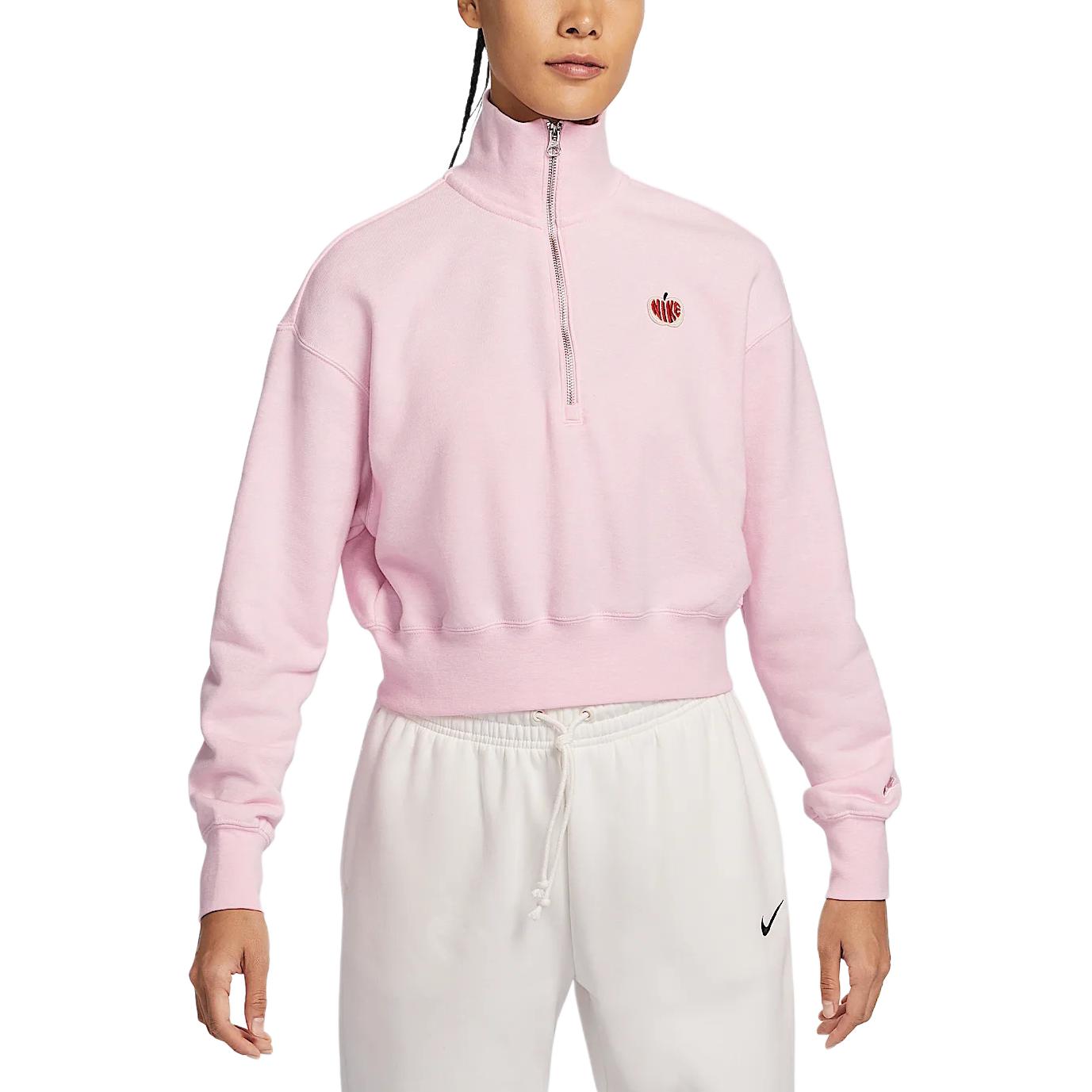 

Nike Sportswear Phoenix Fleece Comfortable Sports Short Half-Zip Long Sleeve Sweatshirt Women sweatshirt Foam-Pink HV8731663 XL