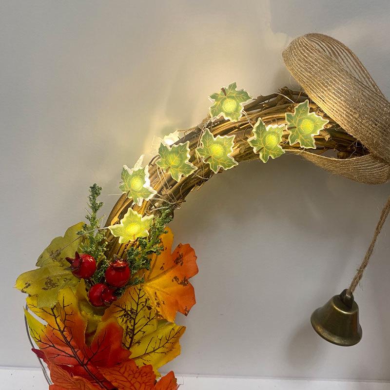 Halloween Pumpkin & Maple Leaf Copper String Lights: Decorative Night Lights for Thanksgiving & Ghost Festival