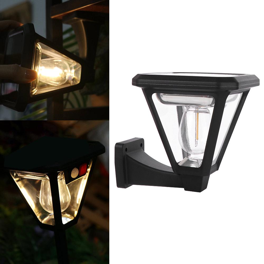 2IN1 Solar Tungsten Lights Tungsten Light Bulb Motion Sensor Courtyard Wall Lamp 3 Modes Waterproof Solar Fence Lights Camping