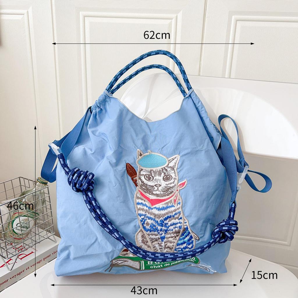 AAGWW Pole and Chain Eco Bag, Tote Bag, Embroidered, Shopping Bag, Travel Bag, Foldable, Storage, Large Tote Bag, Nylon