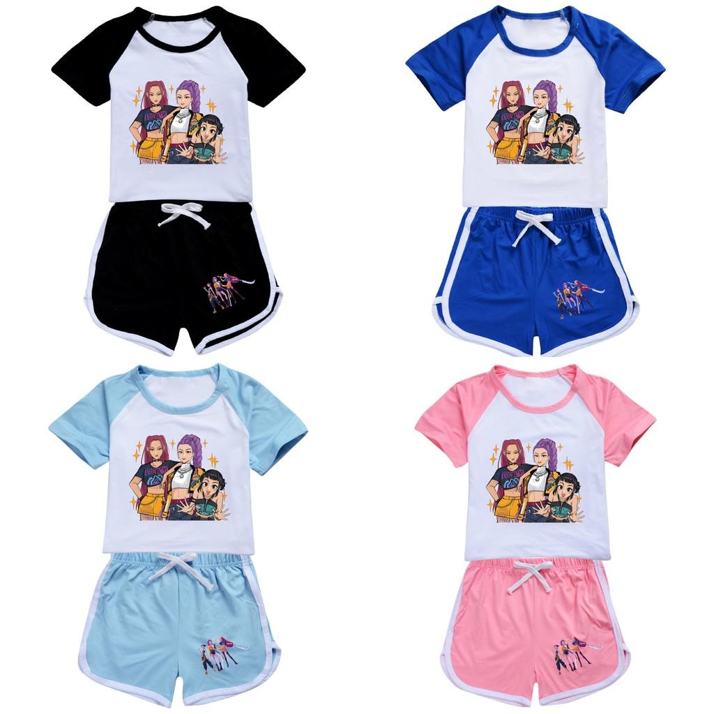Kpop Demon Hunters Children Summer Short Sleeve Shorts Sport Set With Soft Cotton Fabric For Active Play