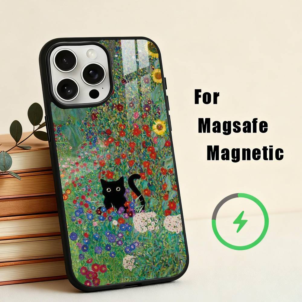 Matisse Monet Black Cat Funny Art  Phone Case For iPhone17,16,15,14,13,12,11 Plus,Pro Max Magnetic For Magsafe Wireless Charging