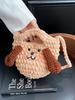Knitted Bigeared Dog Cartoon Shoulder Bag With Mobile Pocket For Daily Use