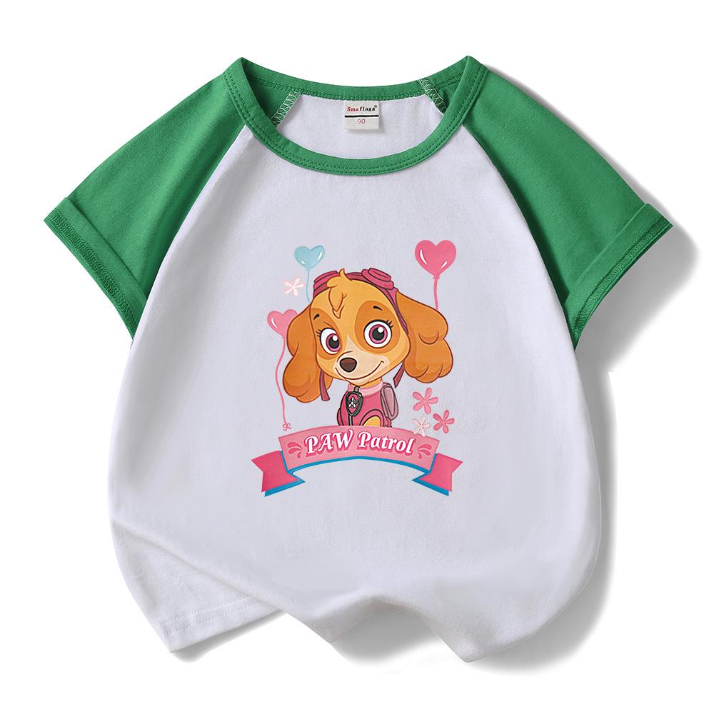 Paw Patrol Girls' Stylish Summer Outfit Set – 2022 Fashionable Short-Sleeve Two-Piece for Small & Medium Children