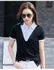 Fake two-piece bottoming shirt femininity polo collar short-sleeved top women's t-shirt