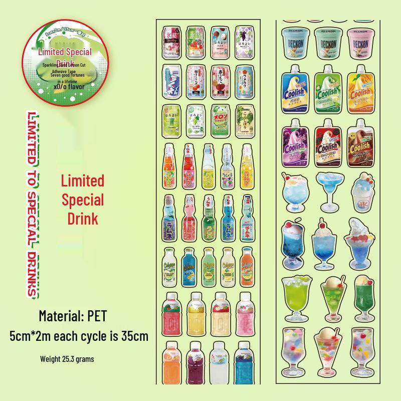 Yuxian Flash Sand Pet Tape: Showa Confectionery Series for Vintage Food DIY Journals and Collages.