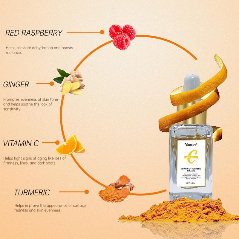 VC Turmeric Essence Brightens Facial Complexion, Vitamin C Essence Oil moisturizes and Reduces Fine lines