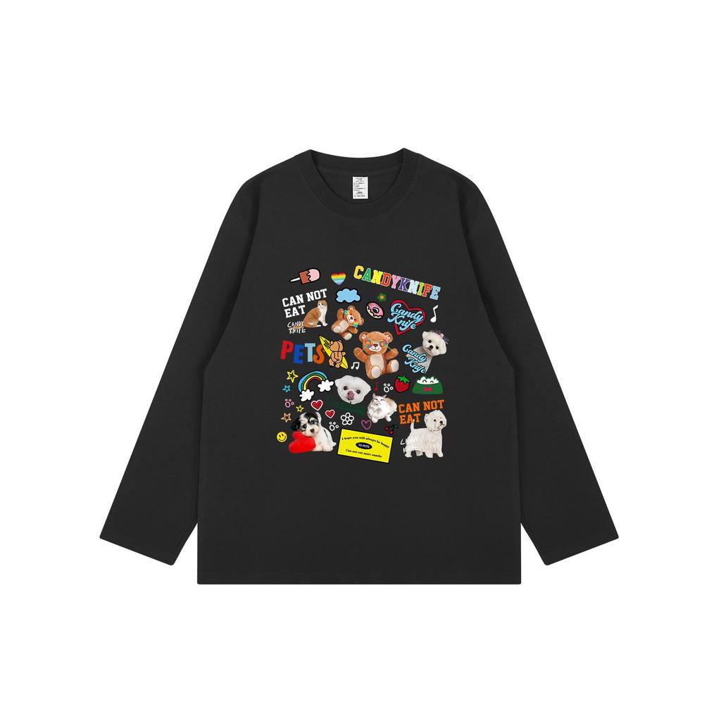 Trendy Cartoon Print Japanese Bestie Long Sleeve Loose Autumn T-Shirt