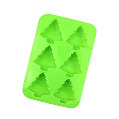 6 Christmas Tree Silicone Stencil Cake Baking Template For Chocolate Candy Handmade Soap No-Stick Xmas Decor
