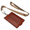 Folded PU Leather ID Badge Holder with Lanyard with 1 Clear Window 4 Card Slot