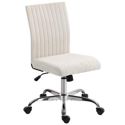 Armless Office Chair, Office Armchair, Adjustable Height and 360 Degrees Swivel, 43 X 56 X 89-99 Cm, Cream