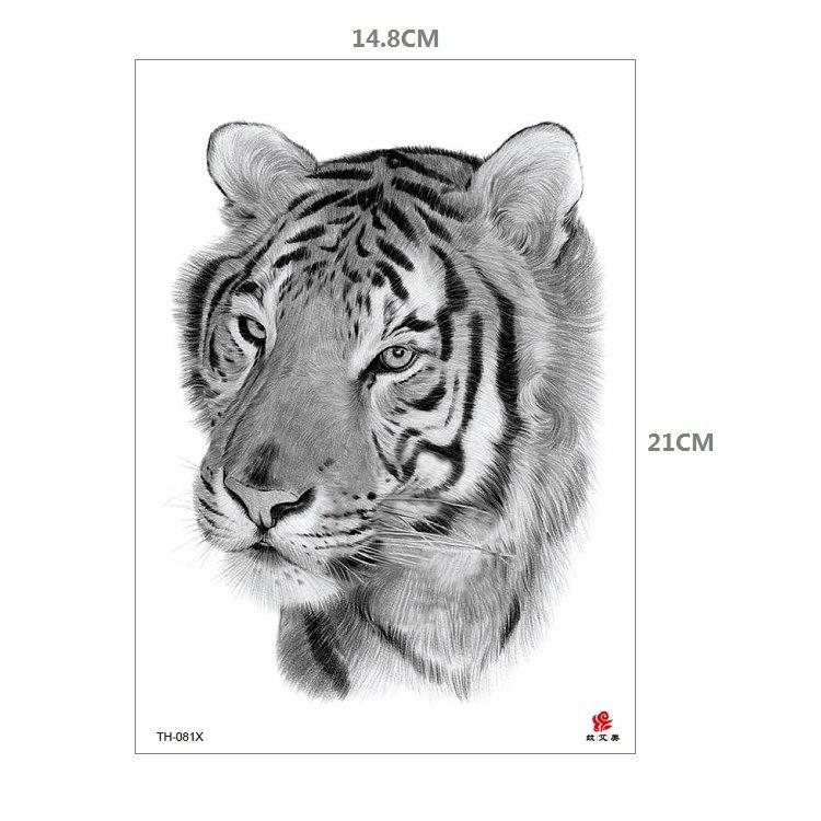 Tiger Tattoo Sticker Half Arm Lion Large Pattern Water Transfer Amazon Set