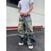 Unisex Used Ripped Jeans mit 3D-Druckeffekt Lockere Passform Lässige Hose für Teenager und Erwachsene