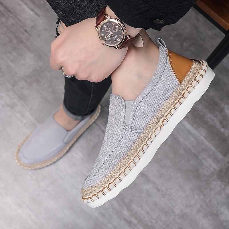 Summer Canvas Shoes Breathable Slip-on Cloth Shoes Men Loafers Slippers Lazy Shoes