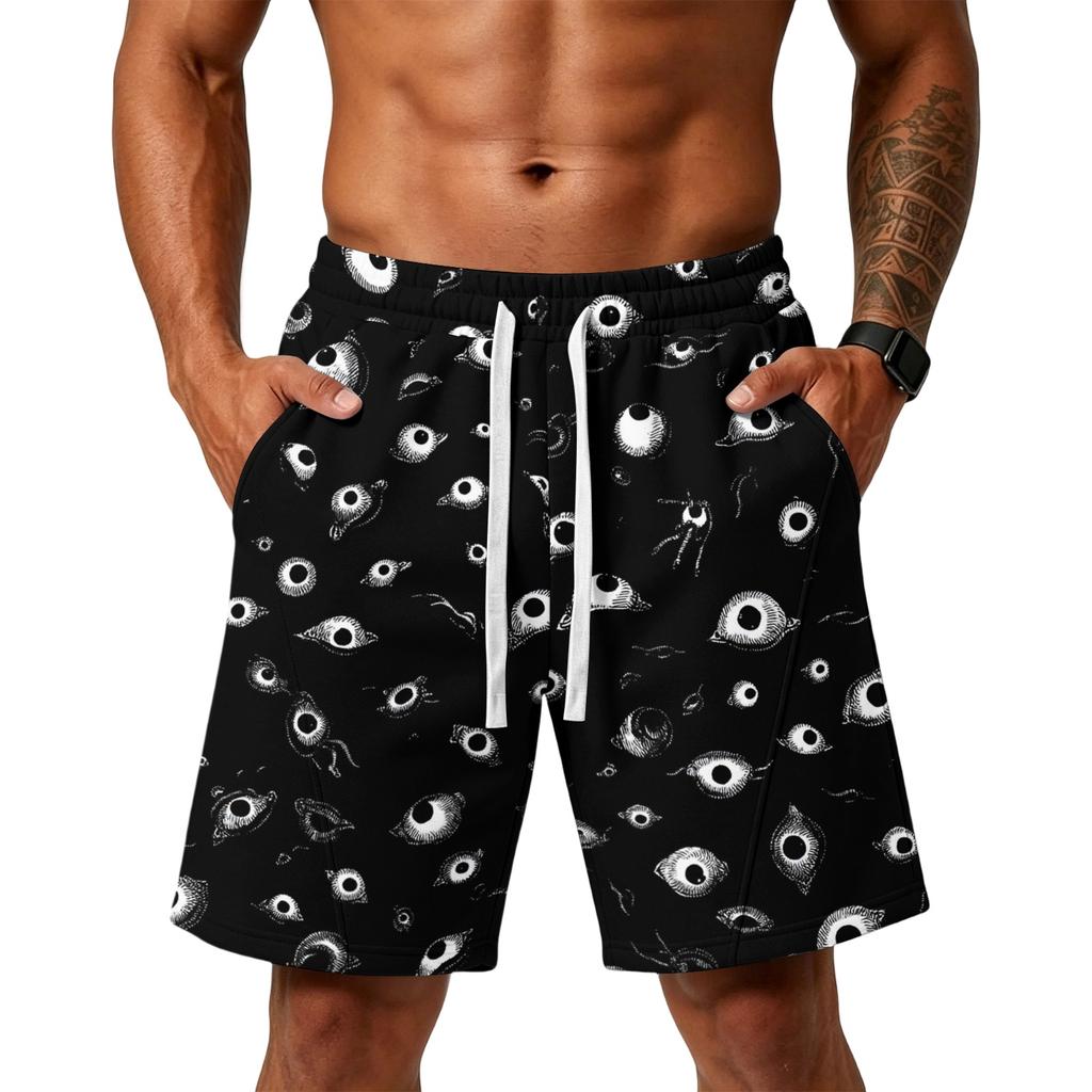 Men’s Halloween Loose Shorts with Drawstring Waist and Side Pockets for Sports and Casual Wear