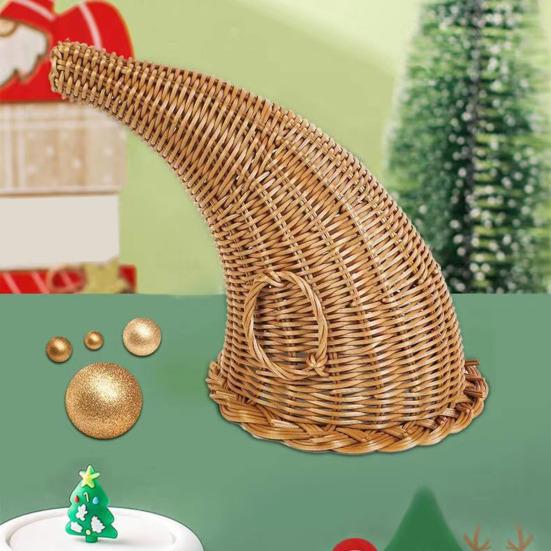 Vánoční koš hojnosti Koš ve tvaru rohu z ratanu Velkokapacitní víceúčelový úložný koš Díkůvzdání Domácí dekorace