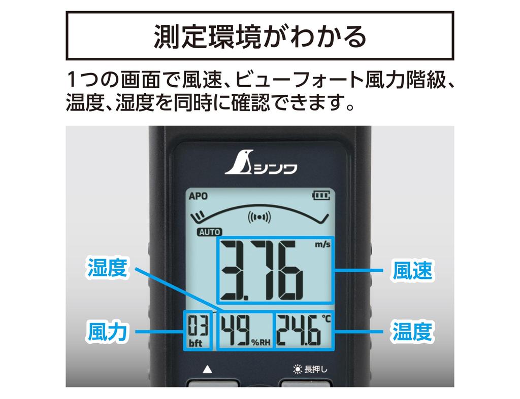 Shinwa Sokutei Digital Vane 79003 Anemometer, Maximum/Minimum, Type,
