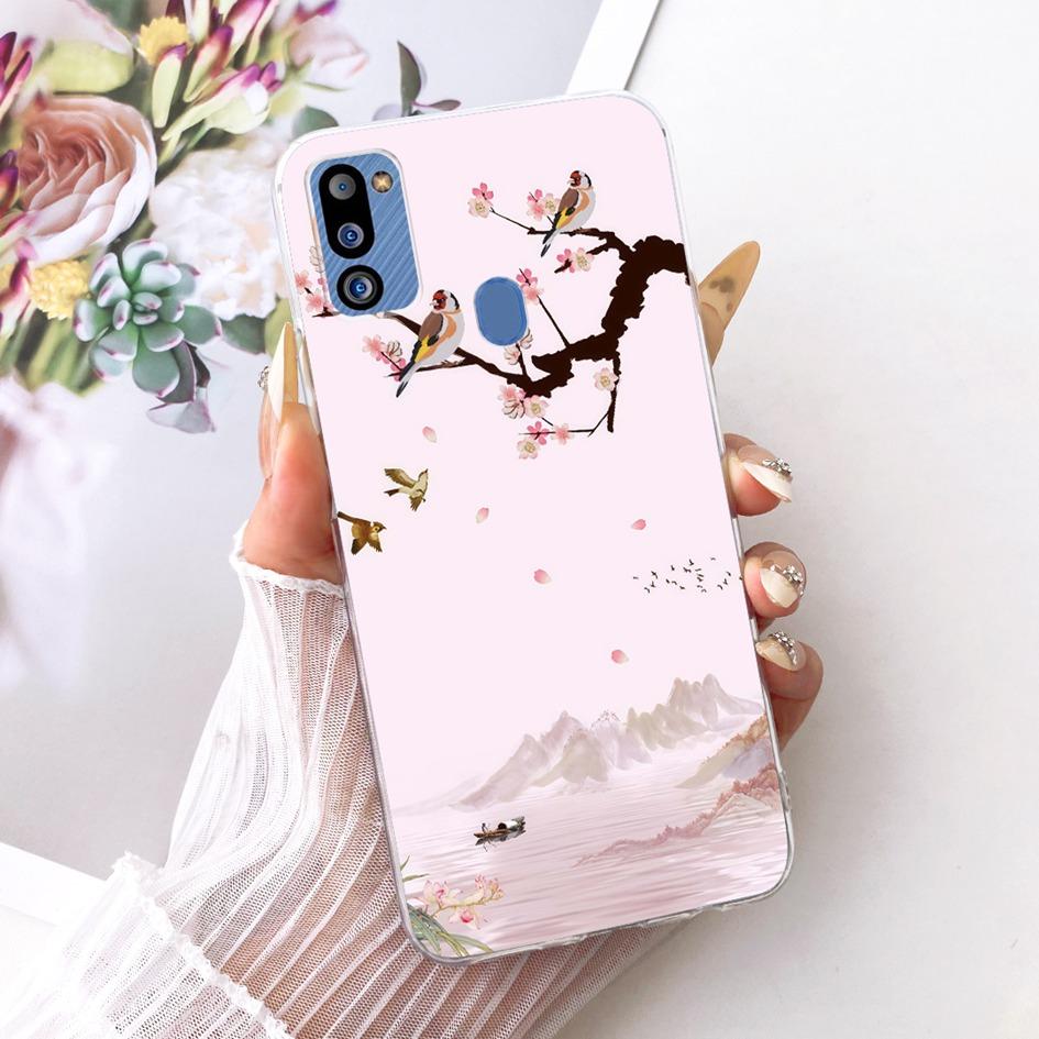 For Cover Samsung Galaxy M21 2021 Phone Case SM-M215G Shell Fashion Flower Soft Silicone Clear Cover For Samsung M21 2021 Fundas