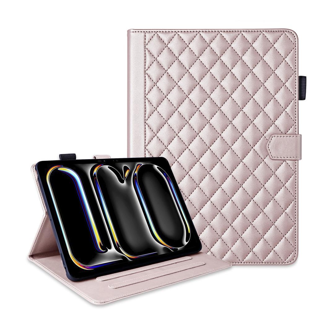 Applicable To iPad Pro13 Inch Tablet Leather Case Ipad10.9 Rhombus Small Fragrant Wind Card Bracket Anti-drop Mini7