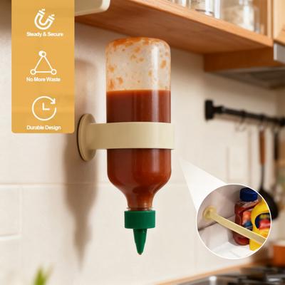 Silicone Bottle Holder Wall-Mounted Condiment Rack for Ketchup Mustard Honey Space-Saving Fridge Kitchen