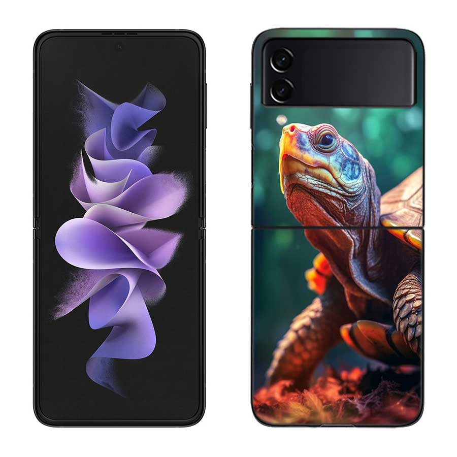 Marine Organisms, Sea Turtles, And Animals Phone Case For Samsung Z Flip 7 6 5G Galaxy Z Flip 5 4 3 Black Hard Cell Cover Luxur