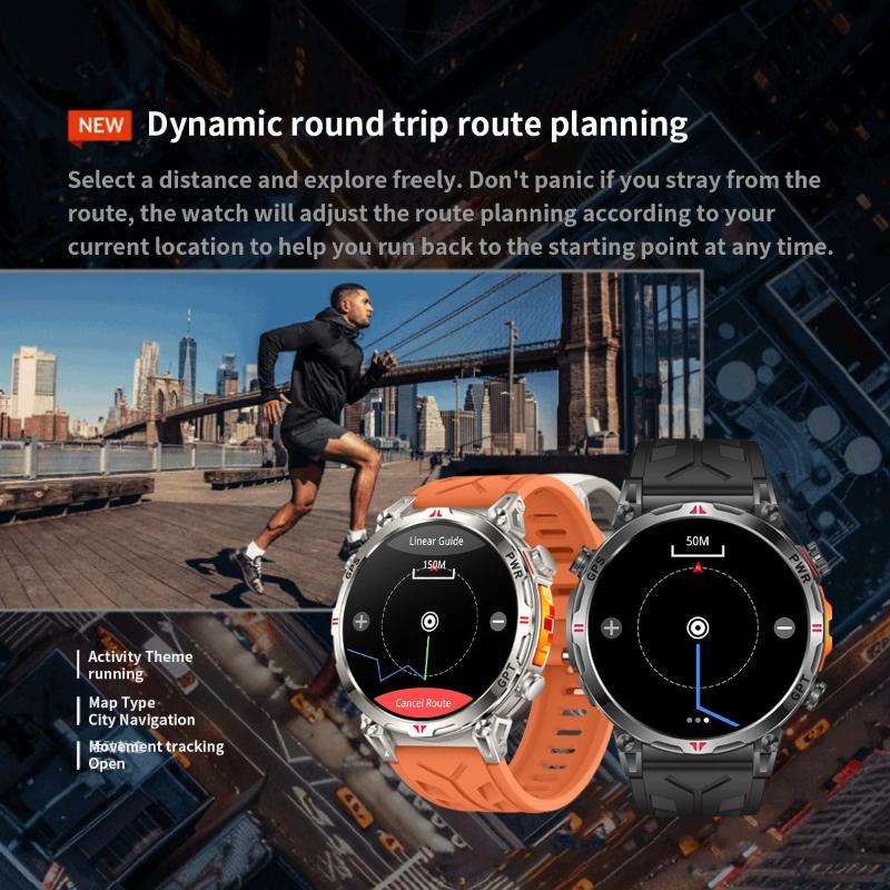 2026 Display Built-in GPS Smart Watch Men 1000Mah Battery Compass 10ATM IP69K Waterproof Tactics Sport Bluetooth call Smartwatch