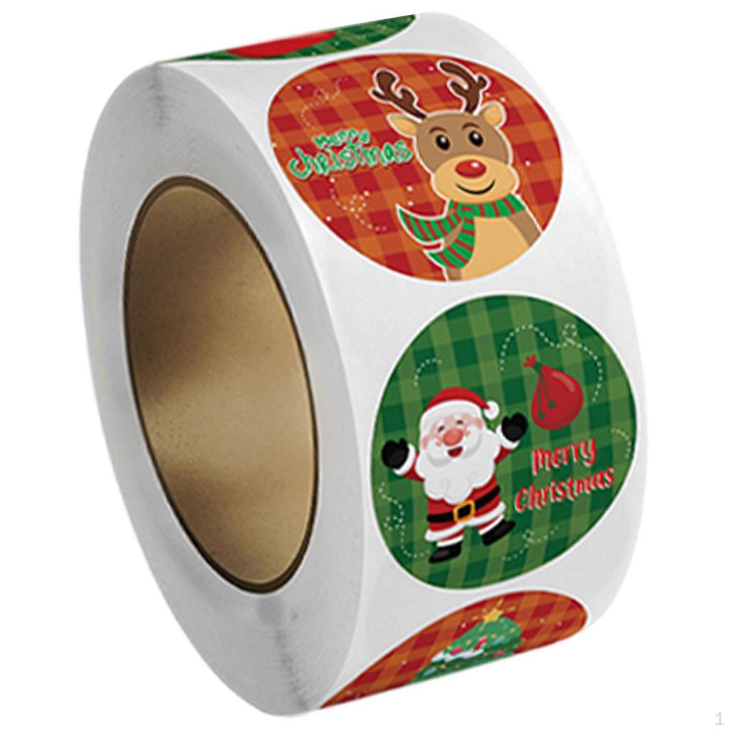 500Pcs Christmas Stickers Roll Envelope Seals Round Decorative Labels Gift Sealing for