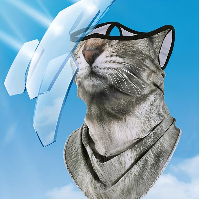 3D Animal Cat Design Summer Full Face Neck Protector Sun Shield Breathable Quick Dry Polyester Helmet Liner for Outdoor Cycling