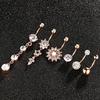 6Pcs/Set Stainless Steel Belly Button Body Jewelry Set Dangle Navel Ring