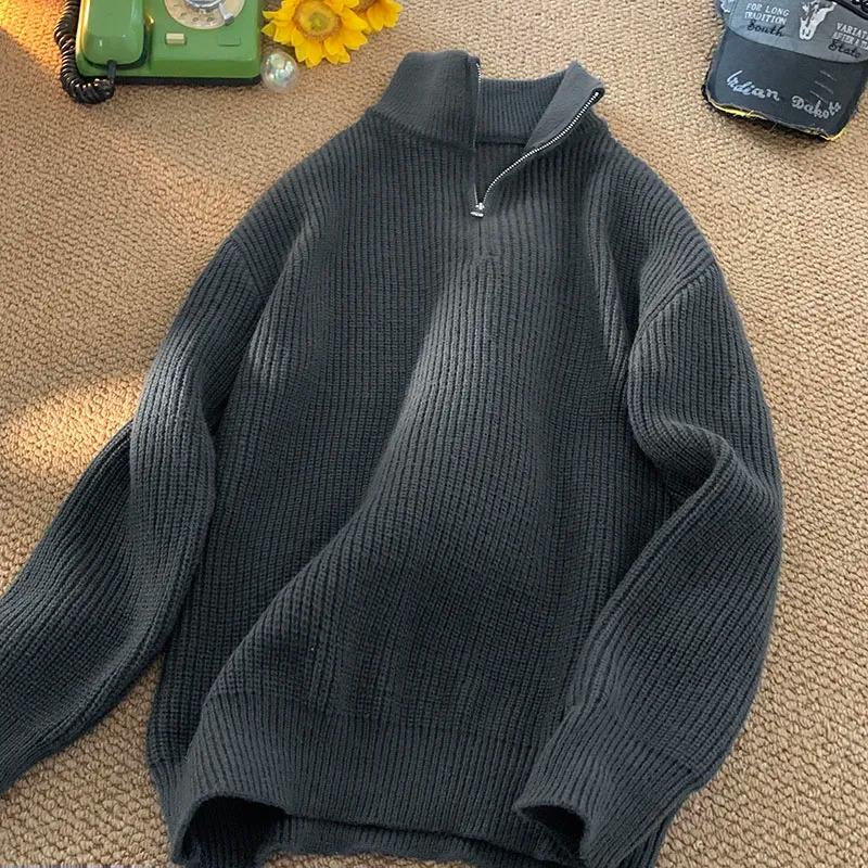 Half-zip Turtleneck Pullover Men's Autumn Lazy Style Top Versatile Couple Thickened Sweater