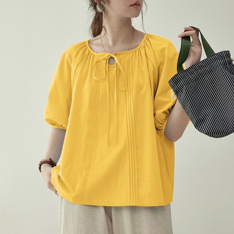 

VONDA женская летняя повседневная Свободная блузка с круглым вырезом и коротким рукавом на бретельках S жёлтый