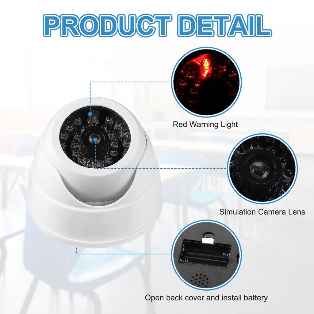 PATIKIL 4pcs Fake Security Camera Dummy Dome Camera with Flashing Red LED for Indoor and Outdoor Home Business White Lights/Screws/Cover
